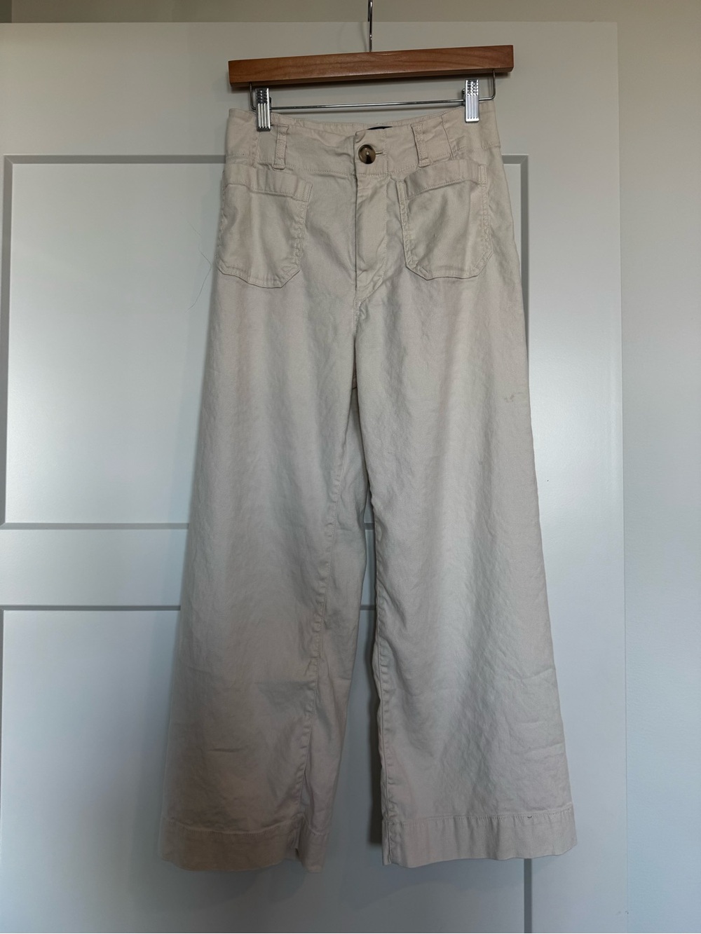 Maeve Anthropologie The Colette Wide Leg Pants Cream Size 27